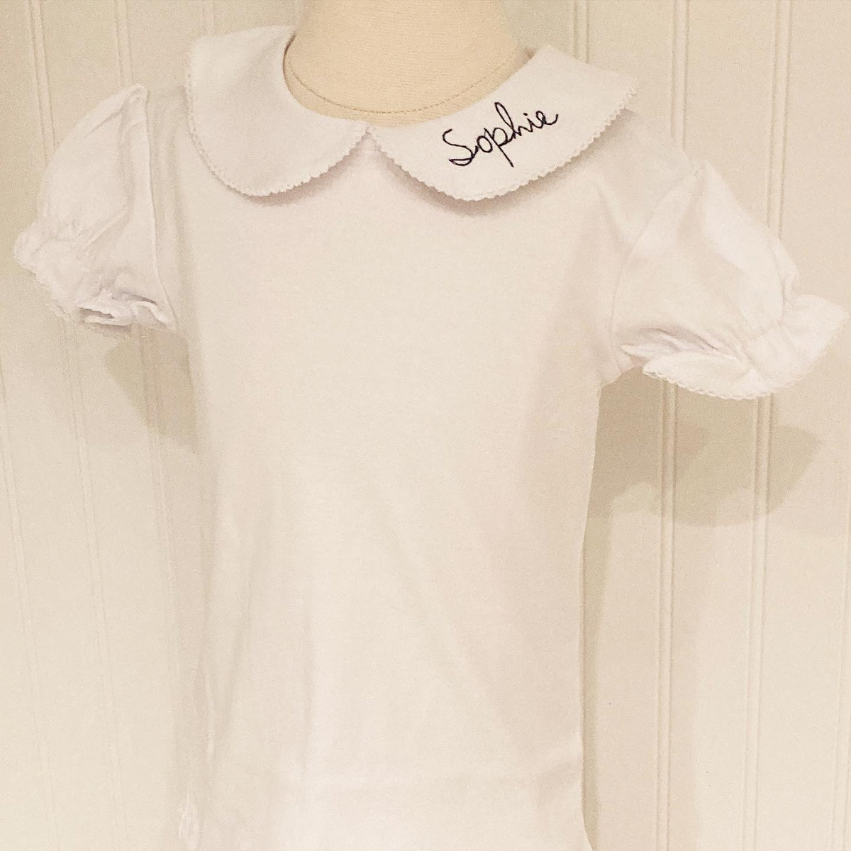 PETER PAN COLLAR SHIRT SHORT SLEEVE Southern Sorelle Embroidery Boutique