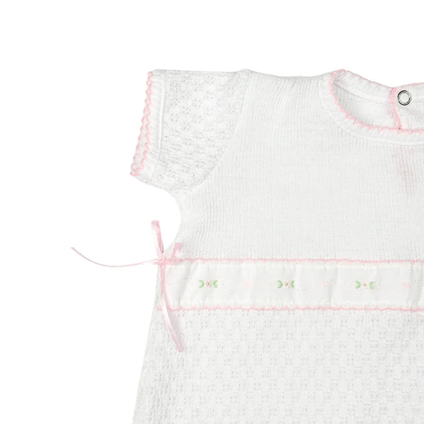 PATY KNIT RUFFLE HEM BUBBLE WITH SWISS EMBROIDERED TRIM