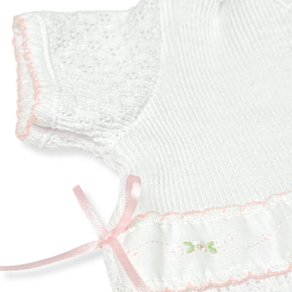 PATY KNIT RUFFLE HEM BUBBLE WITH SWISS EMBROIDERED TRIM