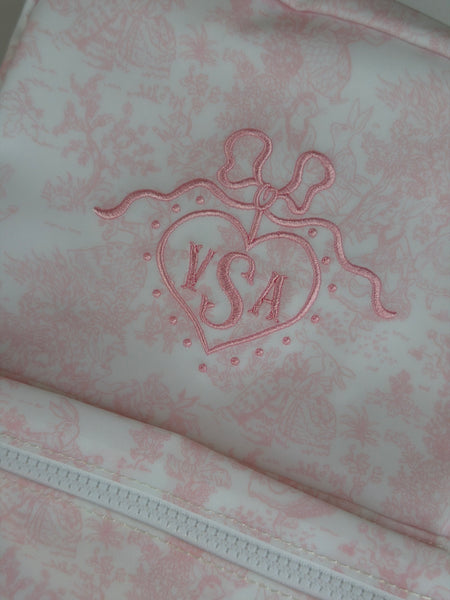 MINI BACKER - PINK BUNNY TOILE