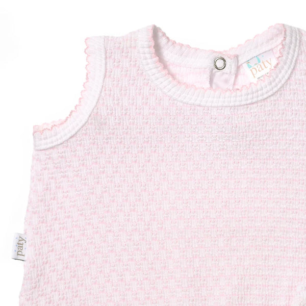 PATY KNIT PINSTRIPE SLEEVELESS DIAPER SET - PINK