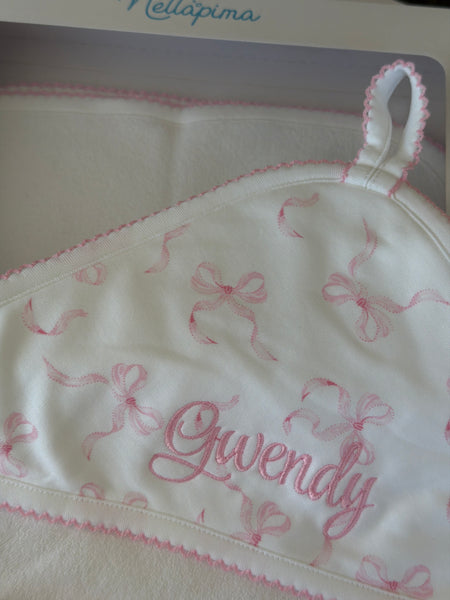 CHARMING BOWS PRINT HOODED TOWEL