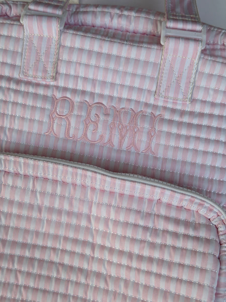 PINK STRIPE QUILTED ALL YOU NEED BAG - BACKORDERED UNTIL MID JUNE 2026