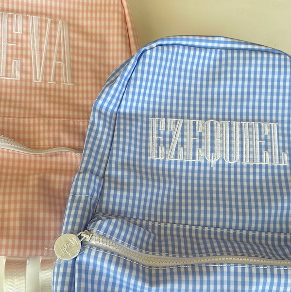 GINGHAM SKY BLUE BACKPACK