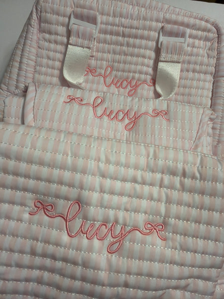 PINK PIMLICO STRIPE BUNDLE - QUILTED STROLLER BAG + CHANGING MAT + EVERYDAY BAG