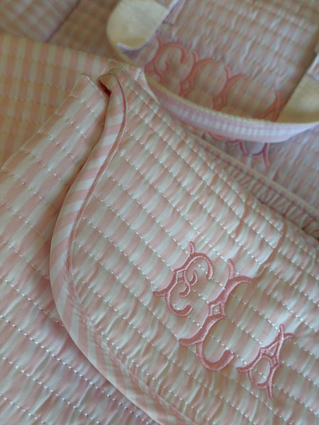 PINK STRIPE QUILTED ALL YOU NEED BAG - BACKORDERED UNTIL MID JUNE 2026
