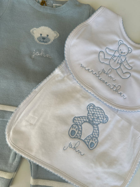 ESSENTIALS LIGHT BLUE TRIM BURP CLOTH