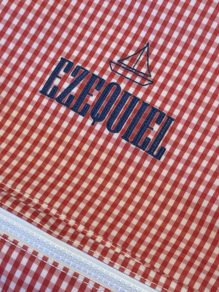 GINGHAM RED BACKPACK