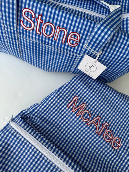 GINGHAM ROYAL BLUE BACKPACK