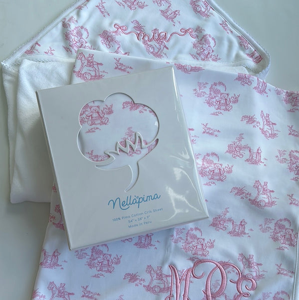 PINK TOILE HOODED TOWEL