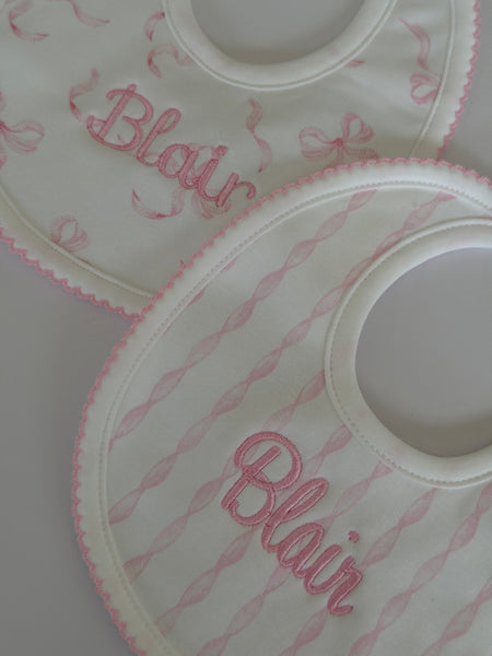 PINK TWIRLS BABY BIB
