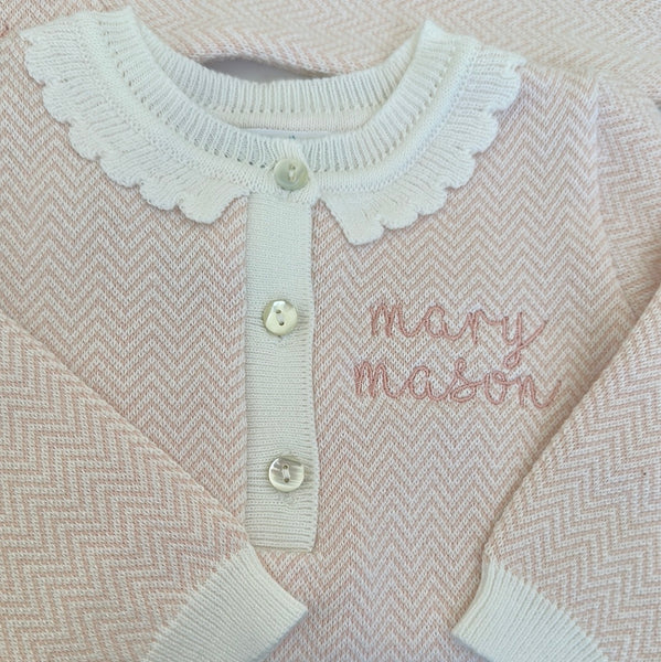 GIRLS BLUSH CHEVRON KNIT SET