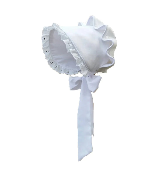 WHITE SOUTHERN BONNET WITH LACE