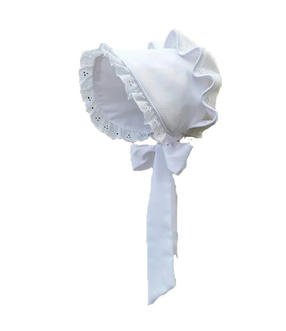 WHITE SOUTHERN BONNET WITH LACE - NEW!