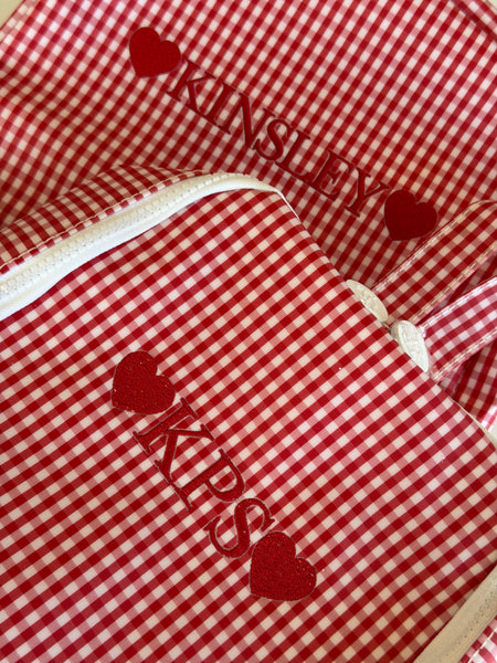 GINGHAM RED BACKPACK