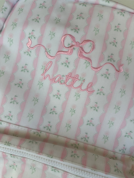 PINK RIBBON FLORAL BACKPACK