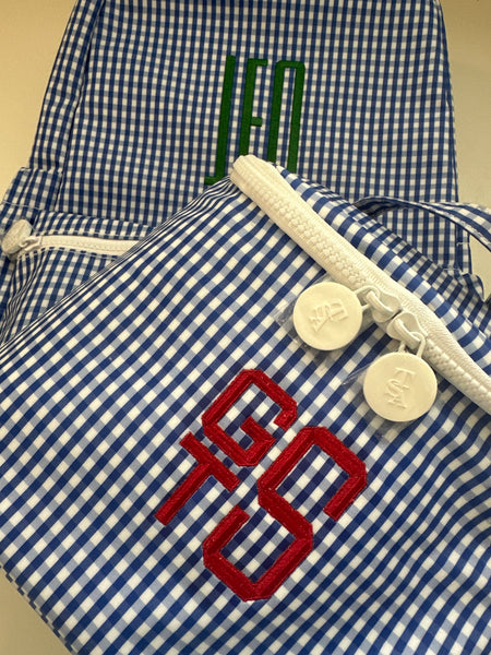 TAKE AWAY INSULATED BAG - GINGHAM ROYAL BLUE