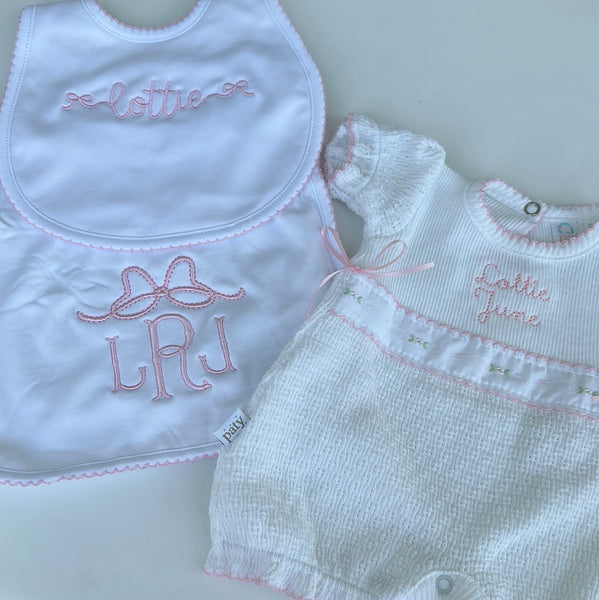 ESSENTIALS LIGHT PINK TRIM BIB