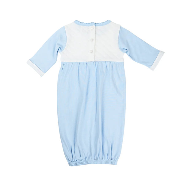 PATY ORGANIC COTTON JACQUARD INTERLOCK GOWN - BLUE
