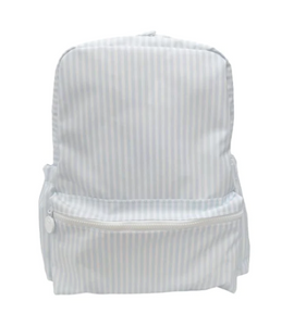 blue and white striped backpack with leather strap PIMLICO BLUE STRIPE BACKPACK – Southern Sorelle Embroidery Boutique