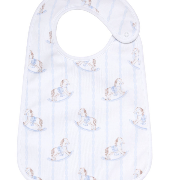 BLUE ROCKING HORSE FEEDING BIB