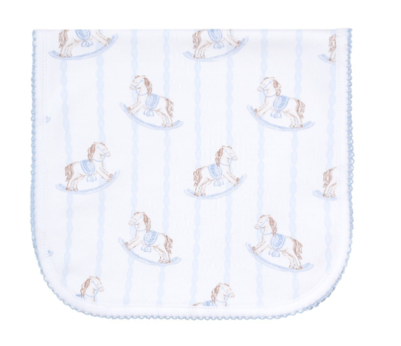 BLUE ROCKING HORSE BURP CLOTH