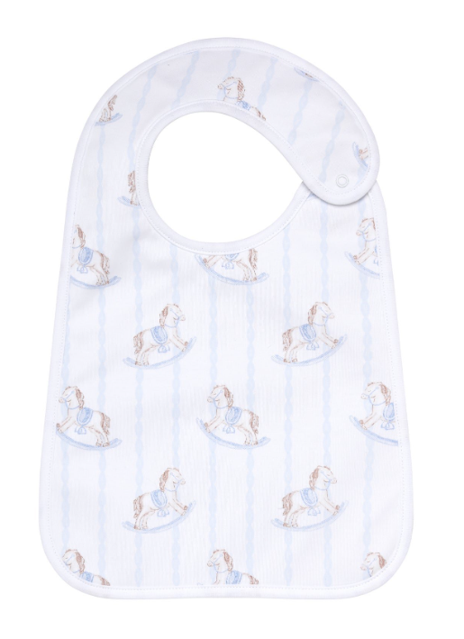 BLUE ROCKING HORSE FEEDING BIB