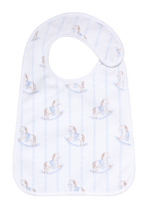 BLUE ROCKING HORSE FEEDING BIB