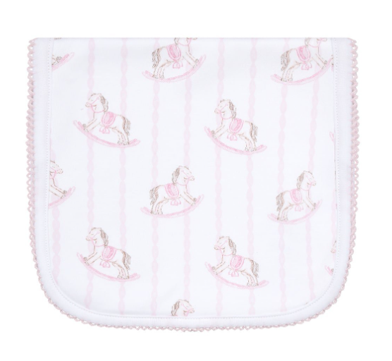 PINK ROCKING HORSE BURP CLOTH