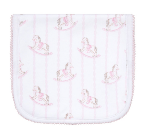 PINK ROCKING HORSE BURP CLOTH