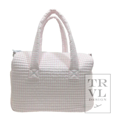 PIMLICO PINK STRIPE QUILTED STROLLER BAG