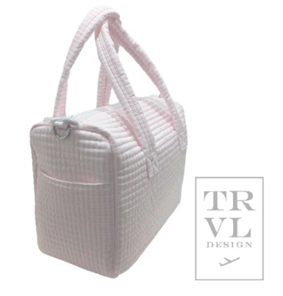 PIMLICO PINK STRIPE QUILTED STROLLER BAG