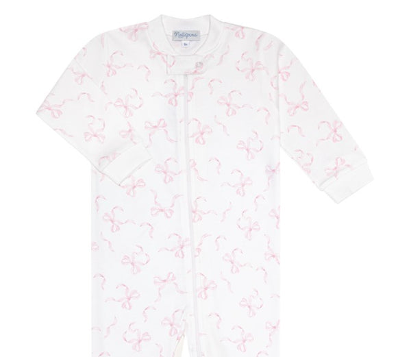 CHARMING BOWS PRINT ZIPPER FOOTIE