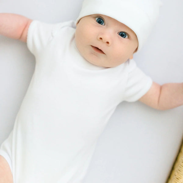 ESSENTIALS SHORT SLEEVE BODYSUIT - WHITE TRIM