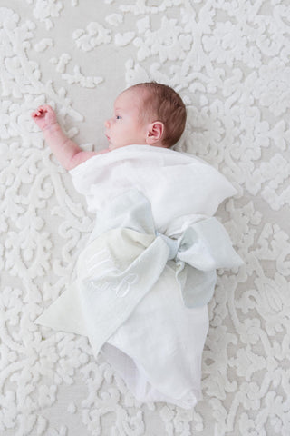 Southern Blue Silk Swaddle Bow Sash - NEW!
