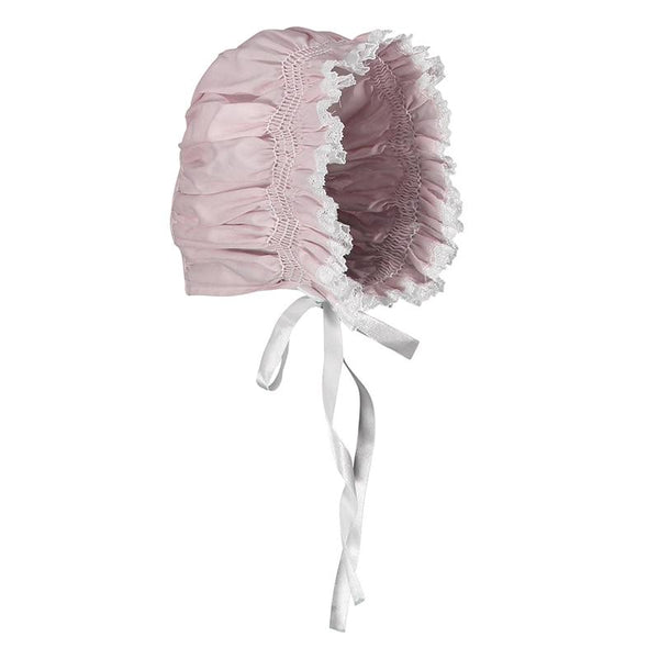 GIRLS SMOCKED LACE BONNET - PINK (2149)