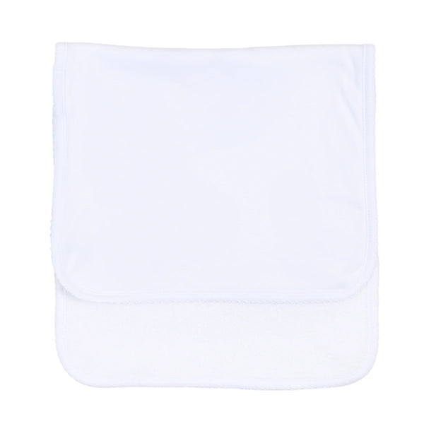 ESSENTIALS WHITE TRIM BURP CLOTH