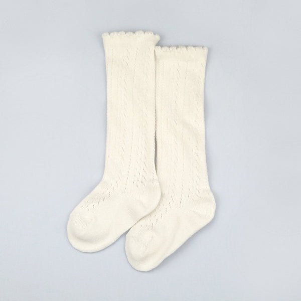 Crochet Knee High Socks (Milk)