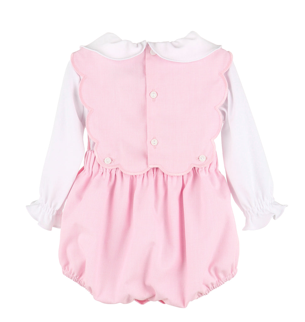 BABYTOOTH OG SCALLOP OVERALL Southern Sorelle Embroidery PINK – - Boutique SL3305