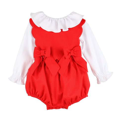 WINTERBERRY SCALLOP WITH BOWS OVERALL, SL3340 - RED