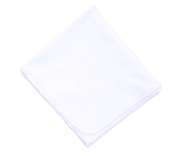 ESSENTIALS LIGHT PINK TRIM RECEIVING BLANKET