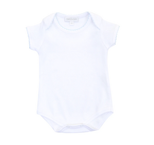 ESSENTIALS  SHORT SLEEVE BODYSUIT - LIGHT BLUE TRIM