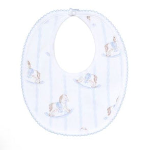 BLUE ROCKING HORSE BABY BIB