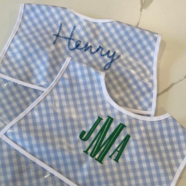 LAMINATED BIB - BLUE CHECK