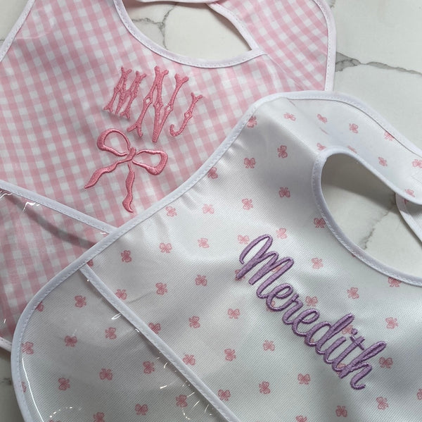 LAMINATED BIB - PINK CHECK