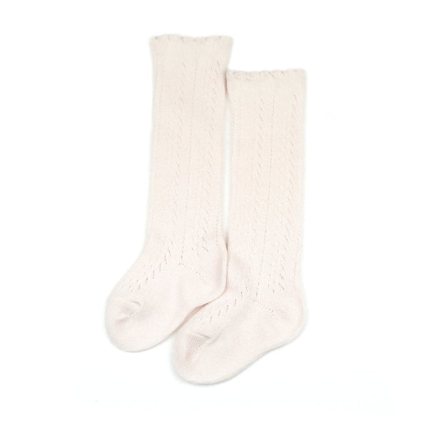 Crochet Knee High Socks (Powder Pink)