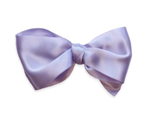 BIG SATIN BOW IN SNAP CLIP - LAVENDER