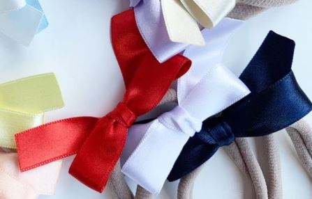 SATIN BOWS ON SOFT HEADBANDS SETS (RED, BLUE & WHITE)