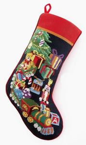 Toy Train Embroidered Stocking